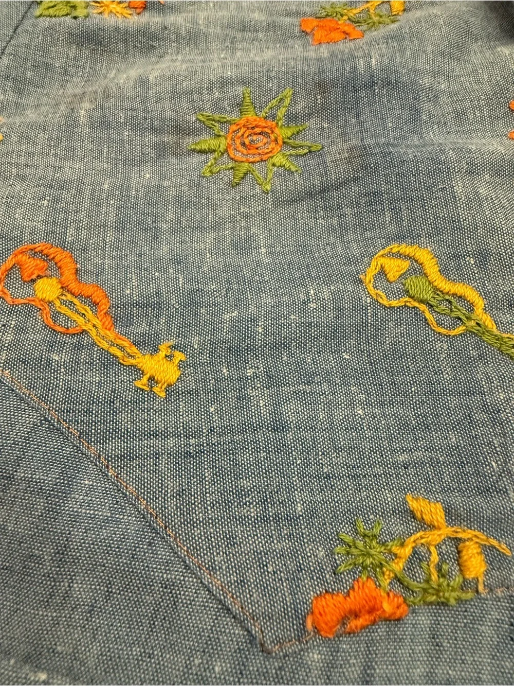 BRUTUS Light Blue Vintage Embroidered Western Shirt Sz S